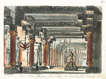 METRODORO CONTI (1810-1887) Group of 8 scenic designs for Giuseppe Verdis opera Nabucco.